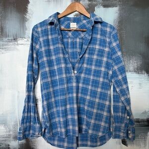 J.Crew Blue Plaid Boy Fit Button Front Shirt Women’s Small